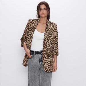 NWT sz small Zara animal print blazer